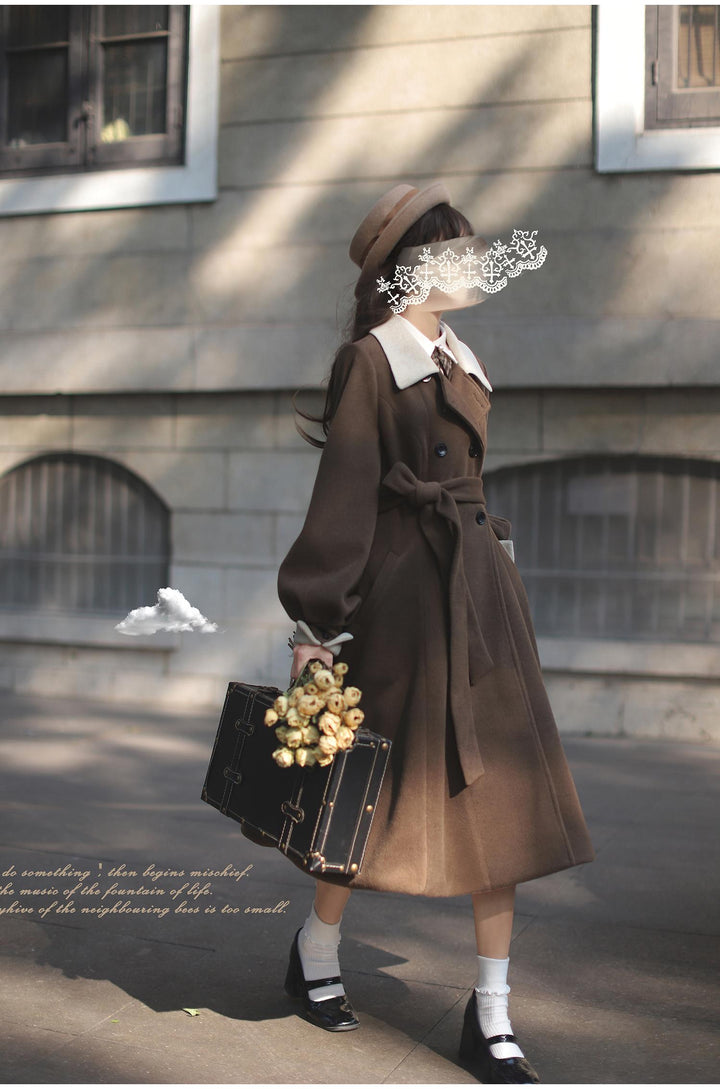 Retro Lolita OP Dress And Brown Lolita Coat Plaid Dress 41080:686002