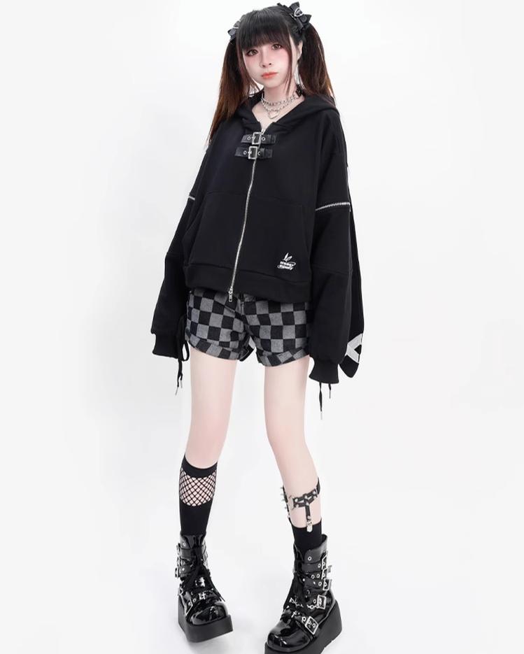 Kawaii Black Long Sleeve Hoodie With Rabbit Ears 22754:326854 22754:326854