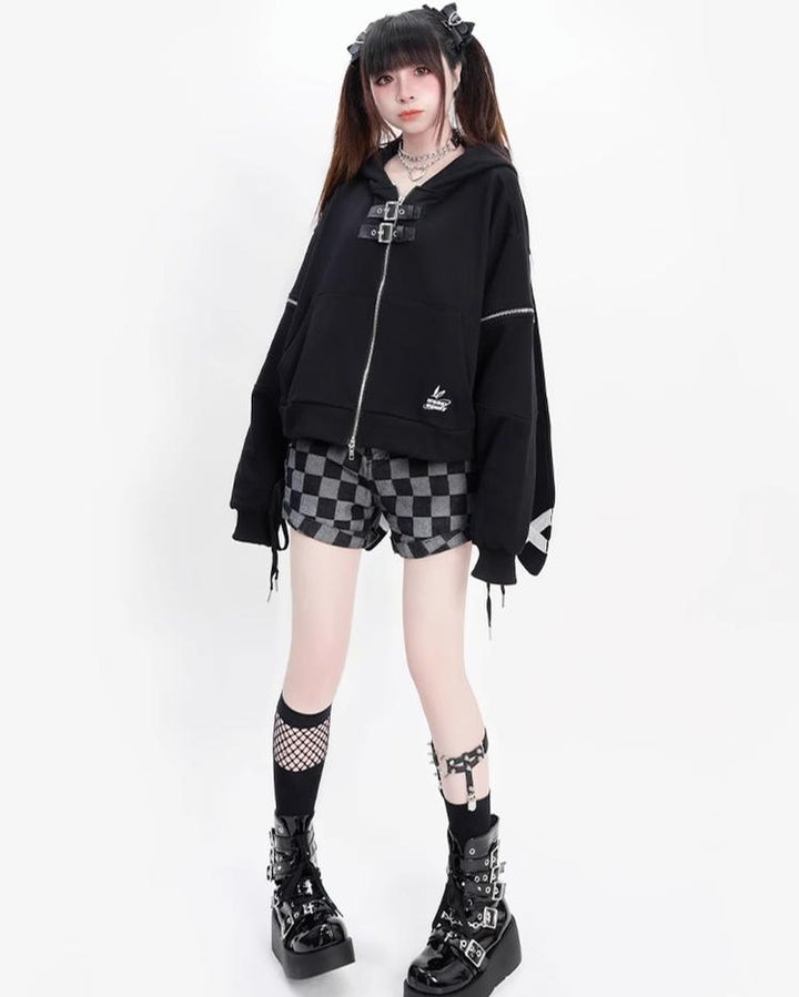 Kawaii Black Long Sleeve Hoodie With Rabbit Ears 22754:326854