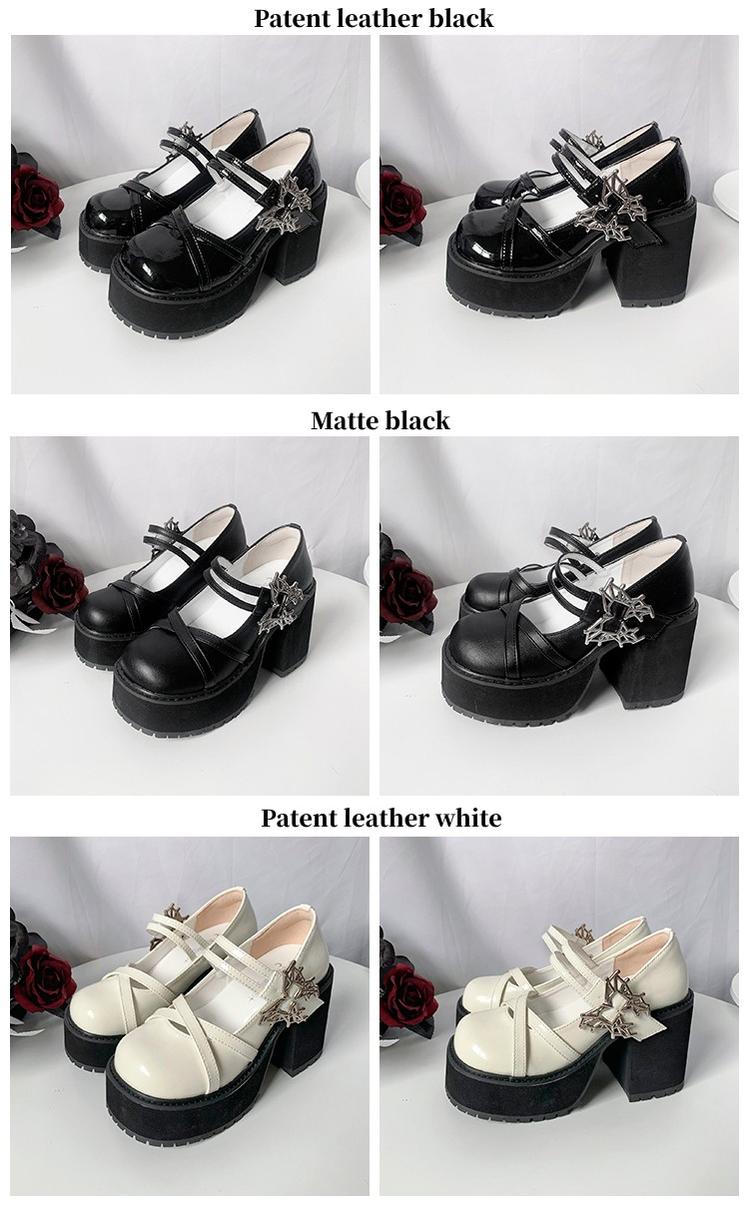 Black White Platform Shoes Mary Jane Shoes 29718:368740 29718:368740