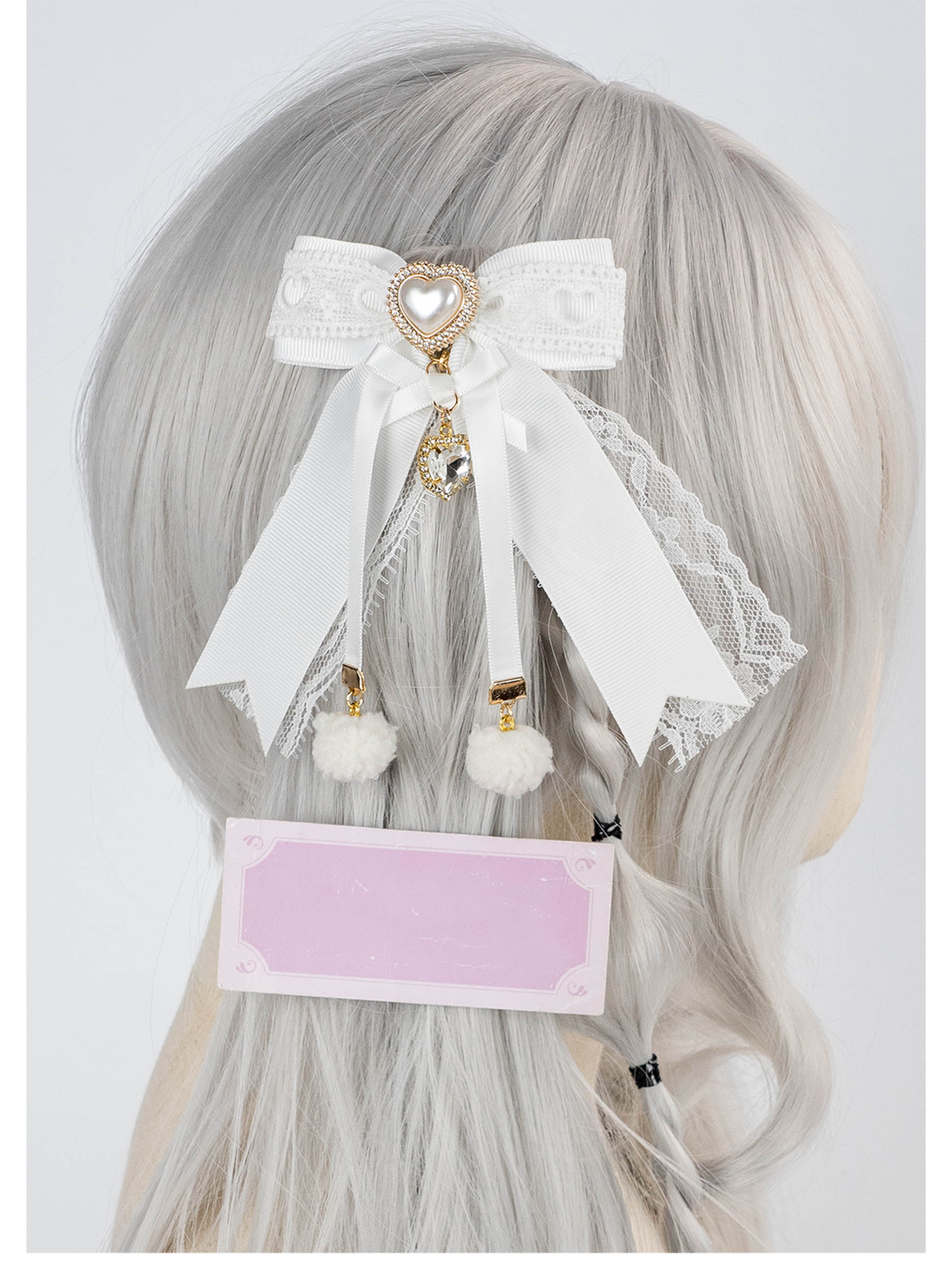 Jirai Kei Barrette Lolita Sweet Hair Clip Lace Bow Headpiece 41586:704218