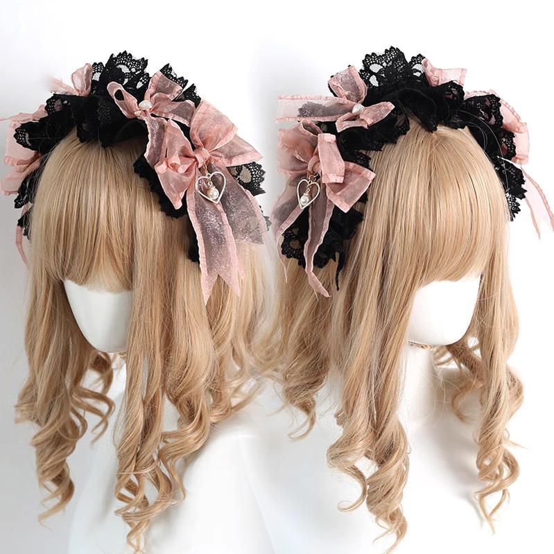 Jirai Kei Black Pink Headband Hat Hair Accessories 22532:322732 22532:322732