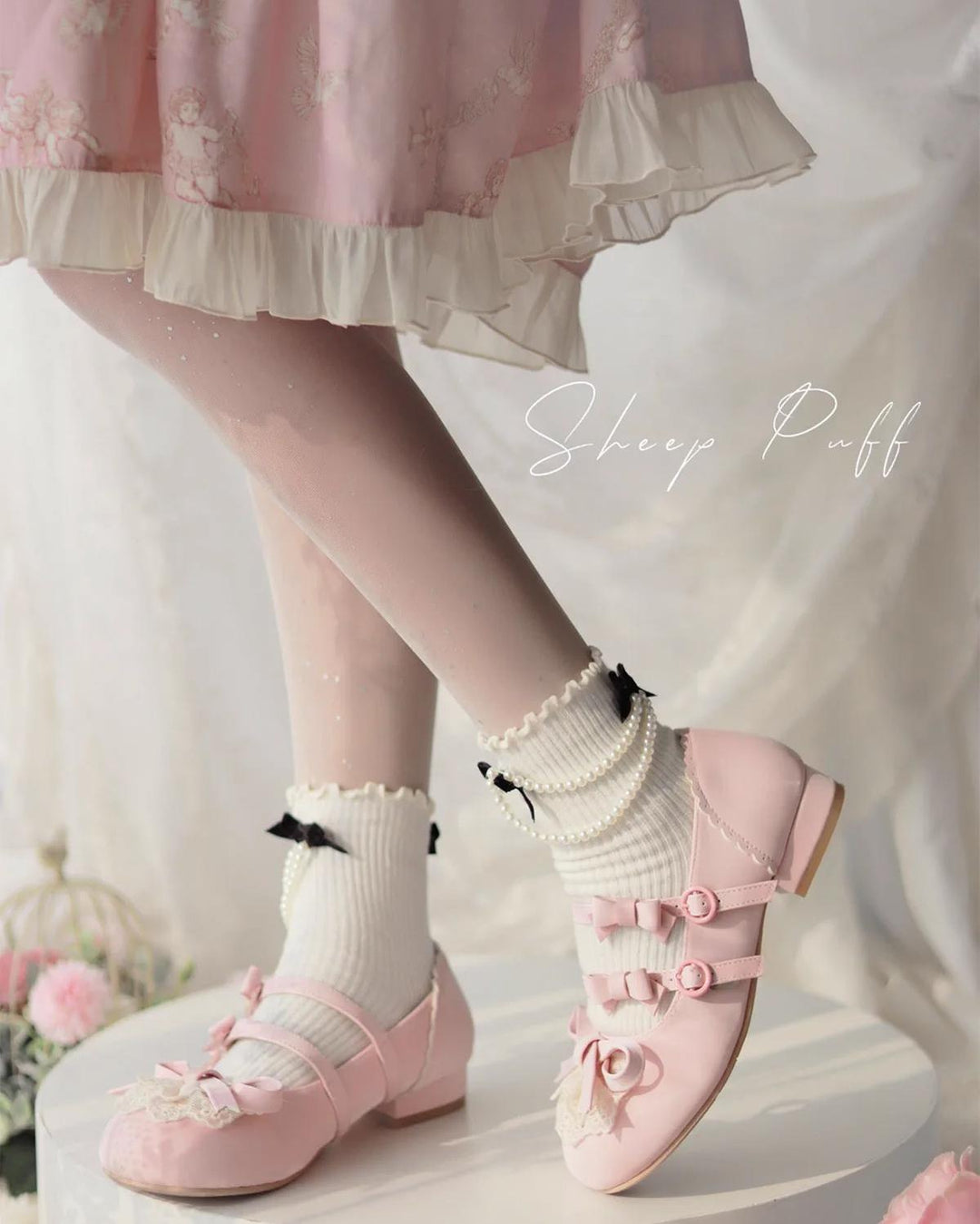 Lolita Shoes Kawaii Low Heel Shoes Lace Round-Toe Shoes 37112:557448 37112:557448