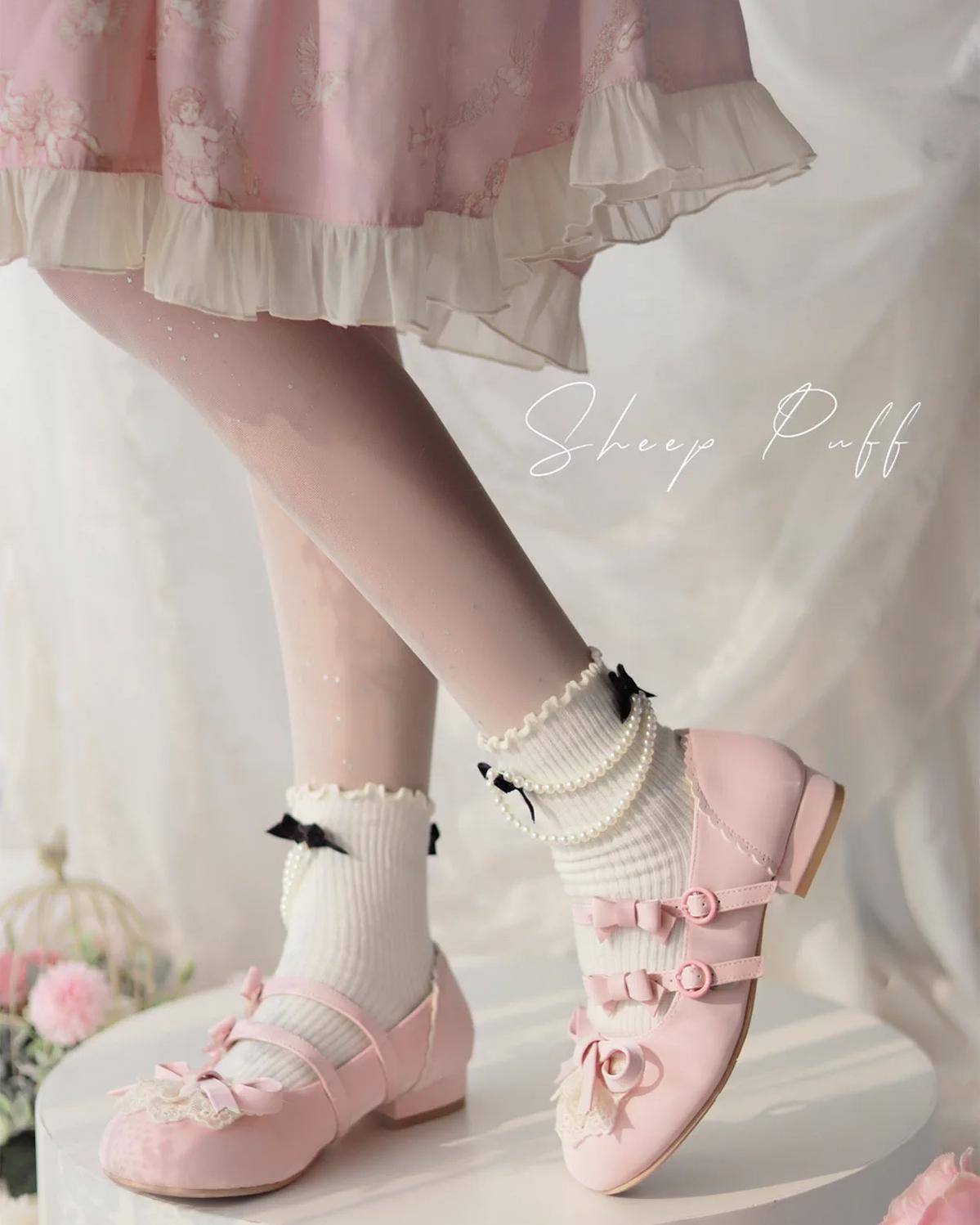 Lolita Shoes Kawaii Low Heel Shoes Lace Round-Toe Shoes 37112:557448