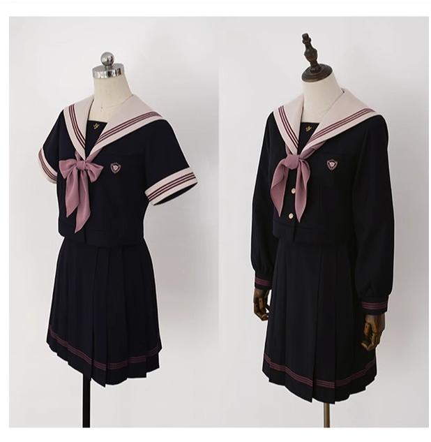 Navy and Pink JK Uniform Top + Pleated Skirt 43790:785224