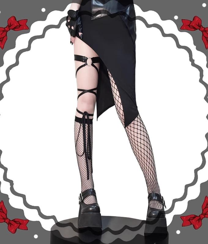 Gothic Lolita Fishnet Calf Sock, Thigh-high Sock, Garter 43319:773812