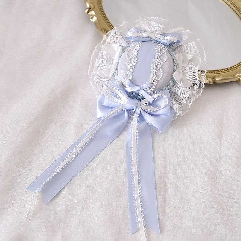 Lolita Headdress Blue Satin Ballet Hair Clip Lace Headband 37020:551588