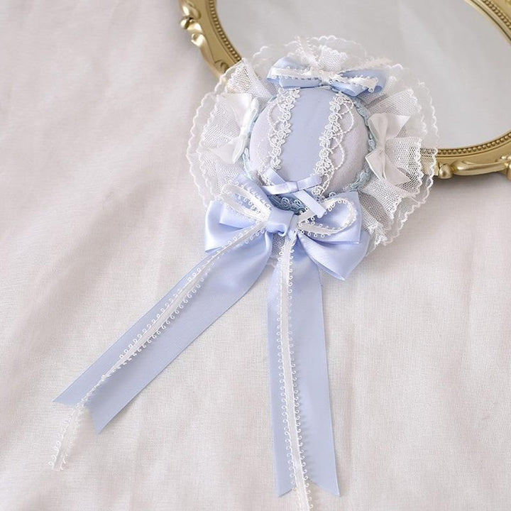 Lolita Headdress Blue Satin Ballet Hair Clip Lace Headband 37020:551588 37020:551588