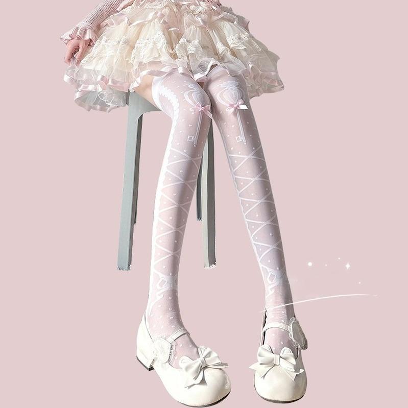 Lolita Socks Cross Thigh Socks Bow Over-the-Knee Stockings 36624:557000