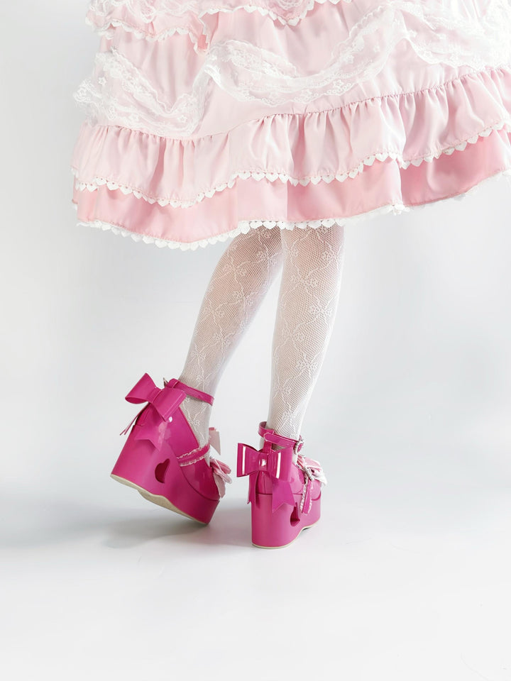 Old School Lolita High Platform Shoes, Heart Hollow Heel 44559:813926