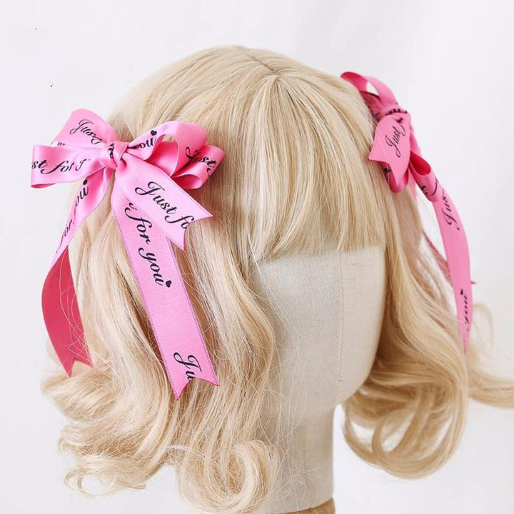 Jirai Kei Ryousangata Lace Letter Ribbon Bow Headwear 22540:333254 22540:333254