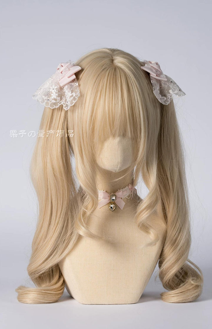 Pink Ryousangata Layered Bow Headdress, Lace & Rhinestone 45961:870453