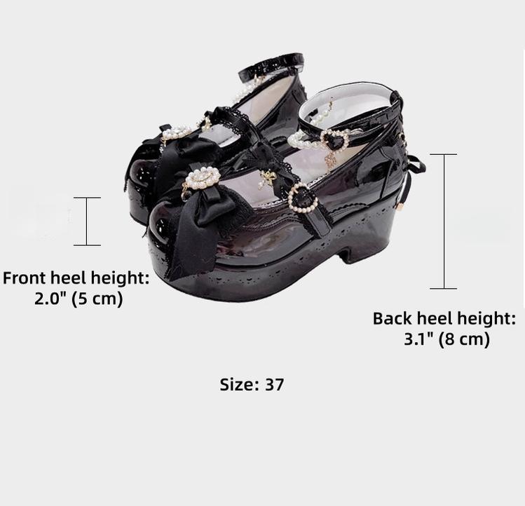 Jirai Kei Platform Shoes, Detachable Pearl-Like Chain 44929:828599