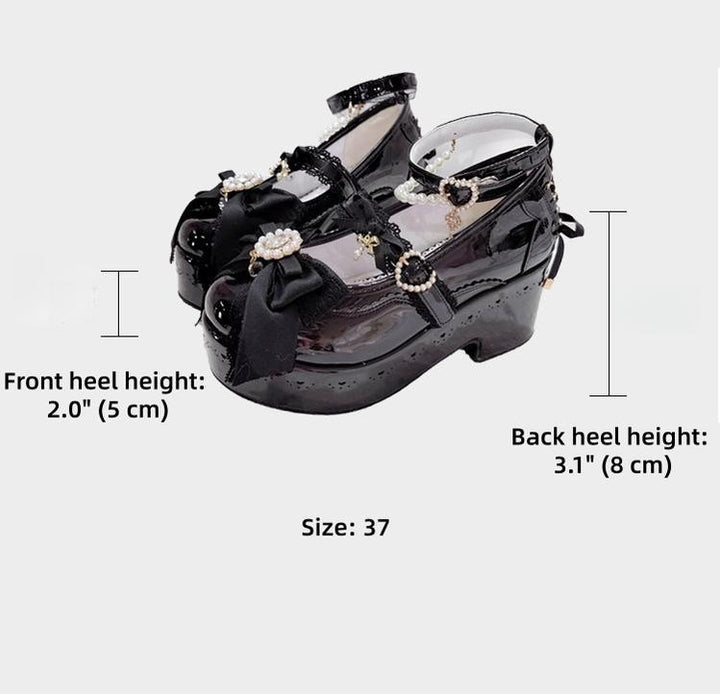 Jirai Kei Platform Shoes, Detachable Pearl-Like Chain 44929:828599