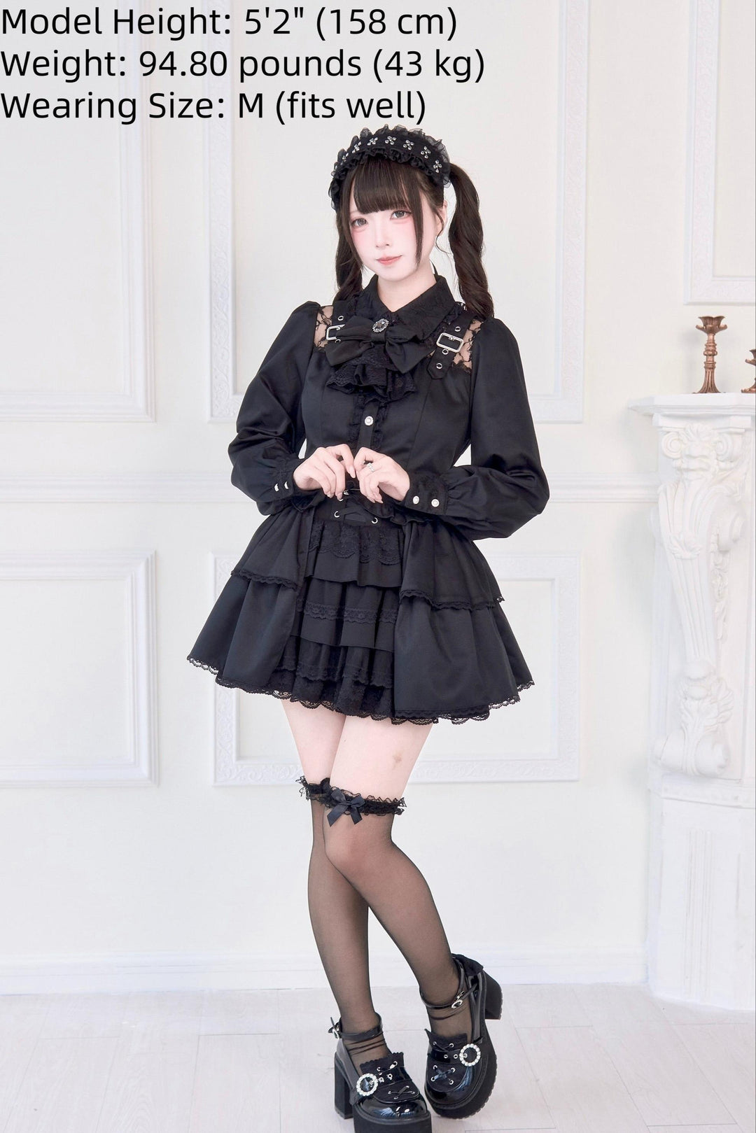 Light Gothic Blouse, Long Tiered Hem, Back Shirring 43588:781073