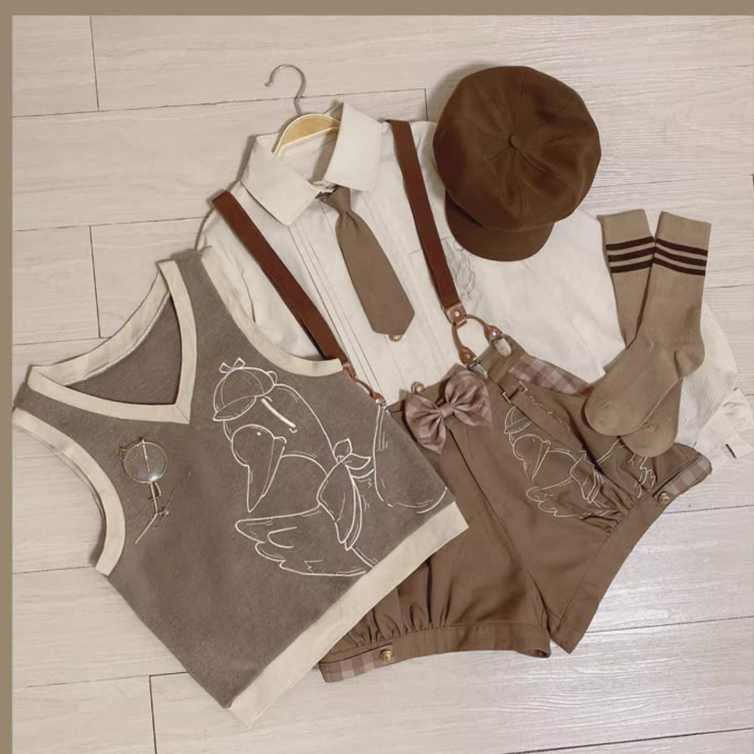 Kawaii Ouji Fashion Coffee Blouse Vest Shorts 22770:354070 22770:354070