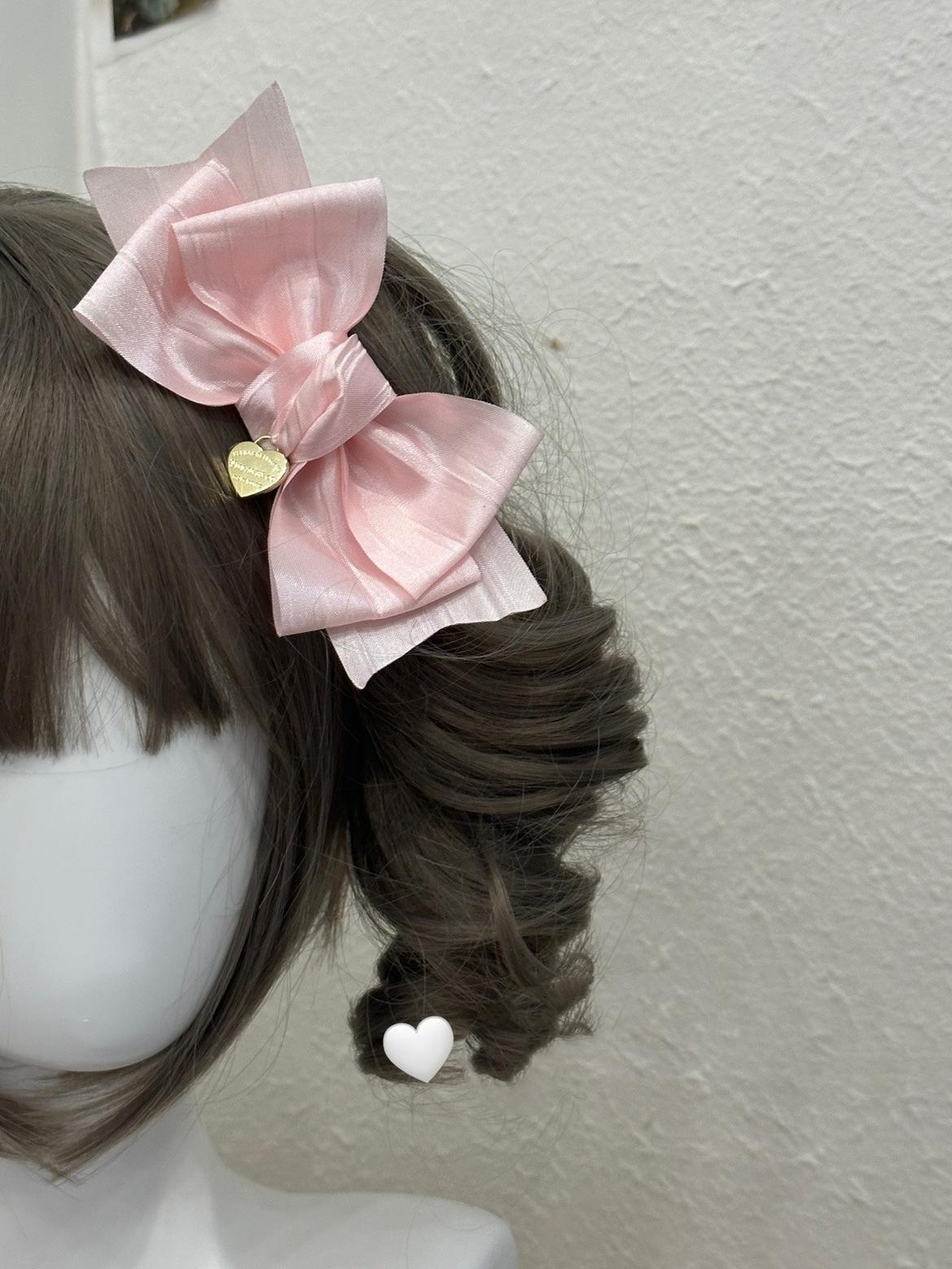 Lolita Headdress Pink Brown Clip Sweet Bow Hair Accessory 32172:563084