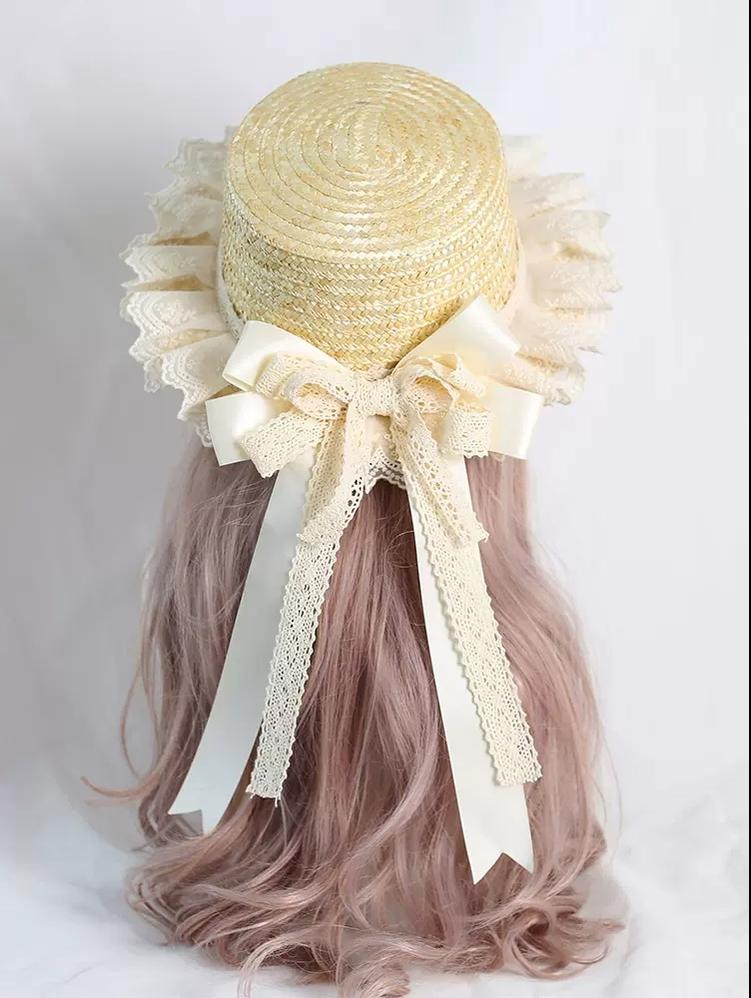 Mori Kei Straw Hat Cottagecore Lace Hat Handmade Strawhat 36444:523020 36444:523020