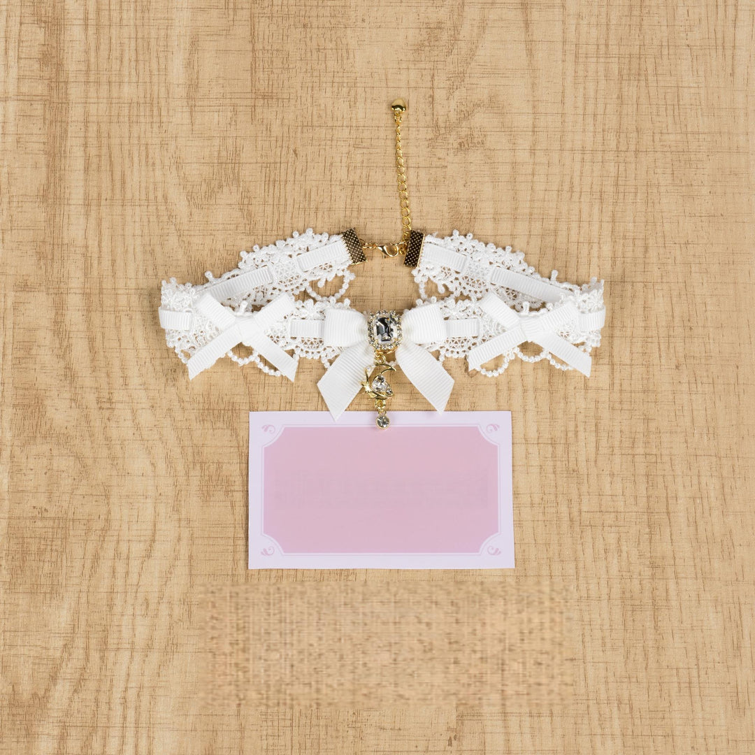 Ryousangata Ribbon Choker, Star Moon Pendant (White) 44195:802790