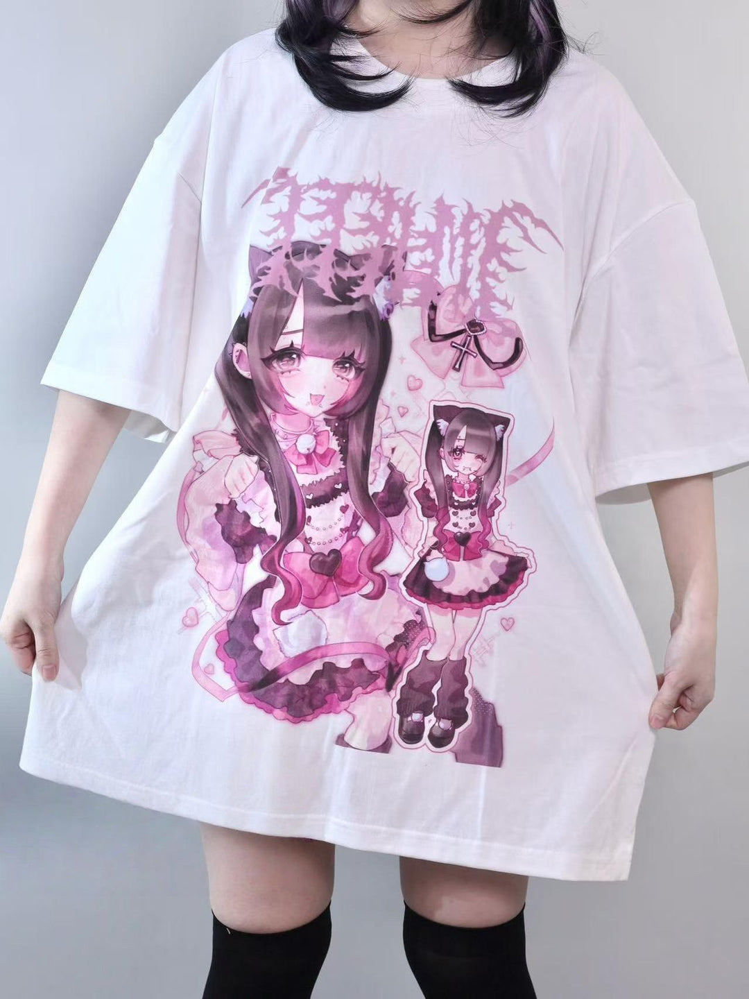 Cotton Subculture Drop Shoulder T-Shirt, Maid Graphic 43064:782943