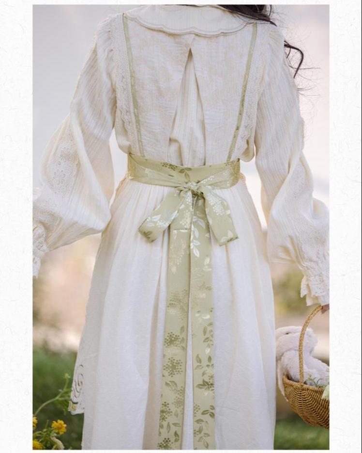 Cottagecore Dress Mori Kei Dress Set Embroidered Cotton Set 36238:527686