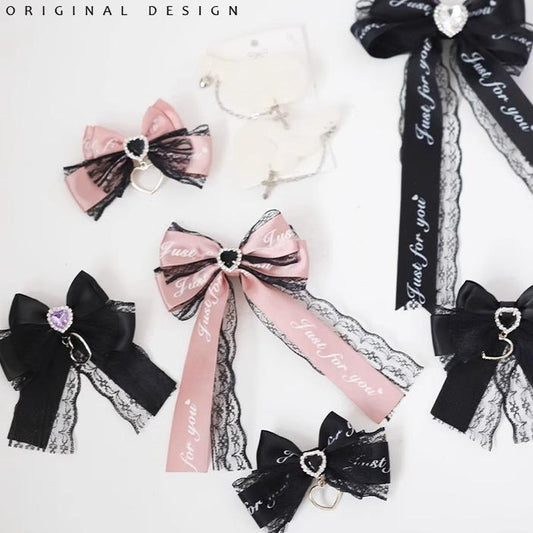 Jirai Kei Lolita Hair Clips Letter Bow Accessories Bang Clips 22516:332250