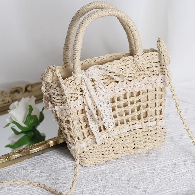 Mori Kei Bag Cottagecore Woven Bag Paper Straw Handbag (Beige) 36446:523124 (Beige) 36446:523124