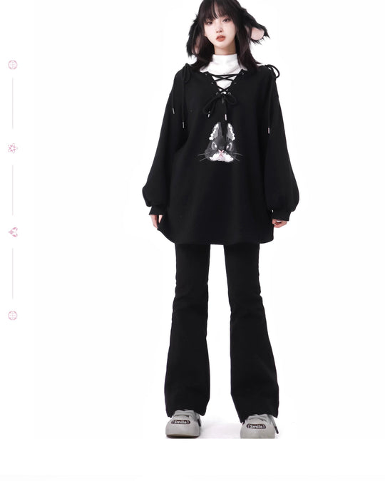 Fashion Print Gyaru Colorful Hoodie Cartoon