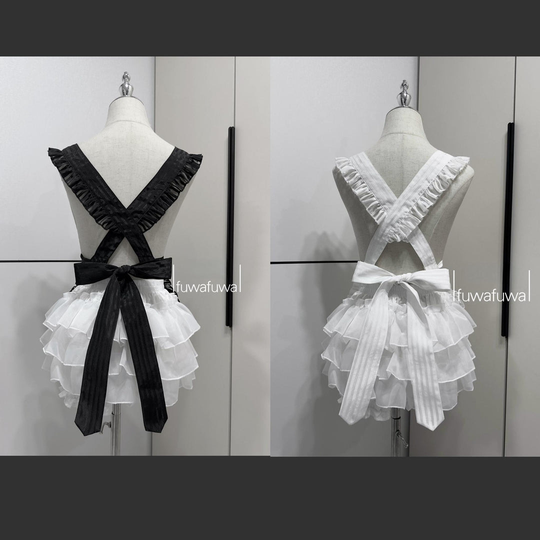 Black/White Organza Apron, Perfect for Jersey Maid Outfit 44858:826409