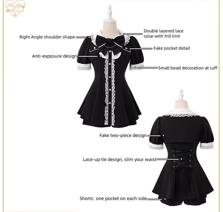 Jirai Kei Dress Set Short Sleeve Two-Piece Set 38872:606680