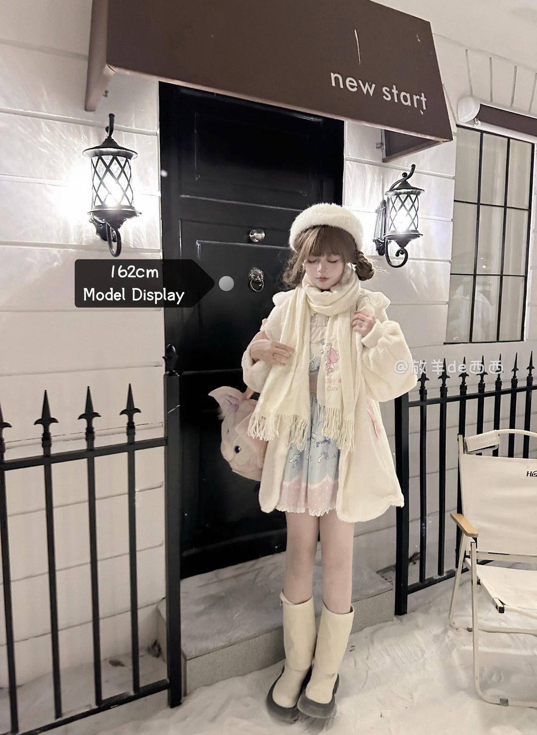 Jirai Kei Coat Sweet Bunny Ear Hoodie Long Fleece Coat 40938:682314