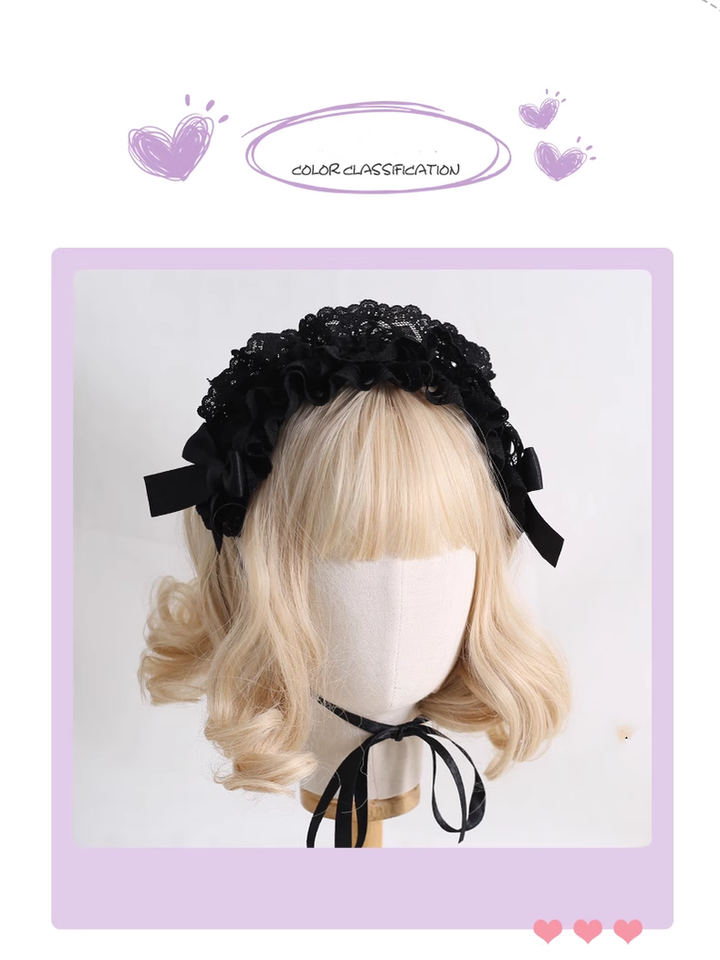 Gothic Lolita Headdress Bow Headband Lace Hairband 39648:635408