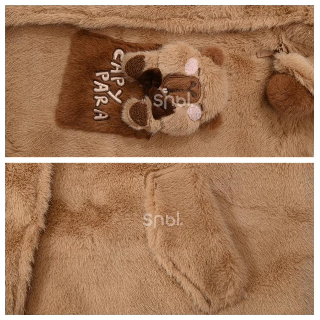 Kawaii Winter Coat Fleece Brown Hooded Coat With Bear Ears 40222:659198