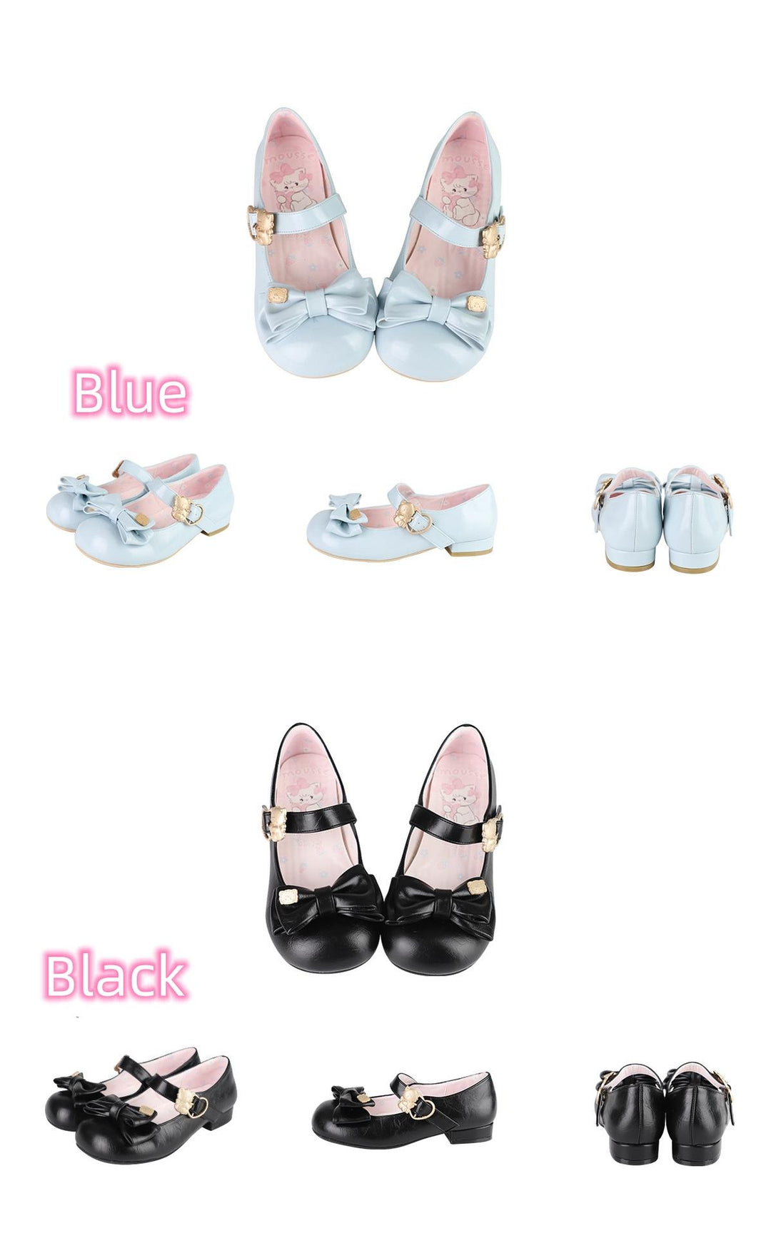 Preorder-Lolita Fashion Bow Tie Low Heel Shoes 4 Colors 22830:328252