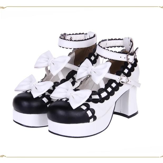 Lolita High Heels Shoes Lace Bow Shoes 4Colors 31654:370640 31654:370640