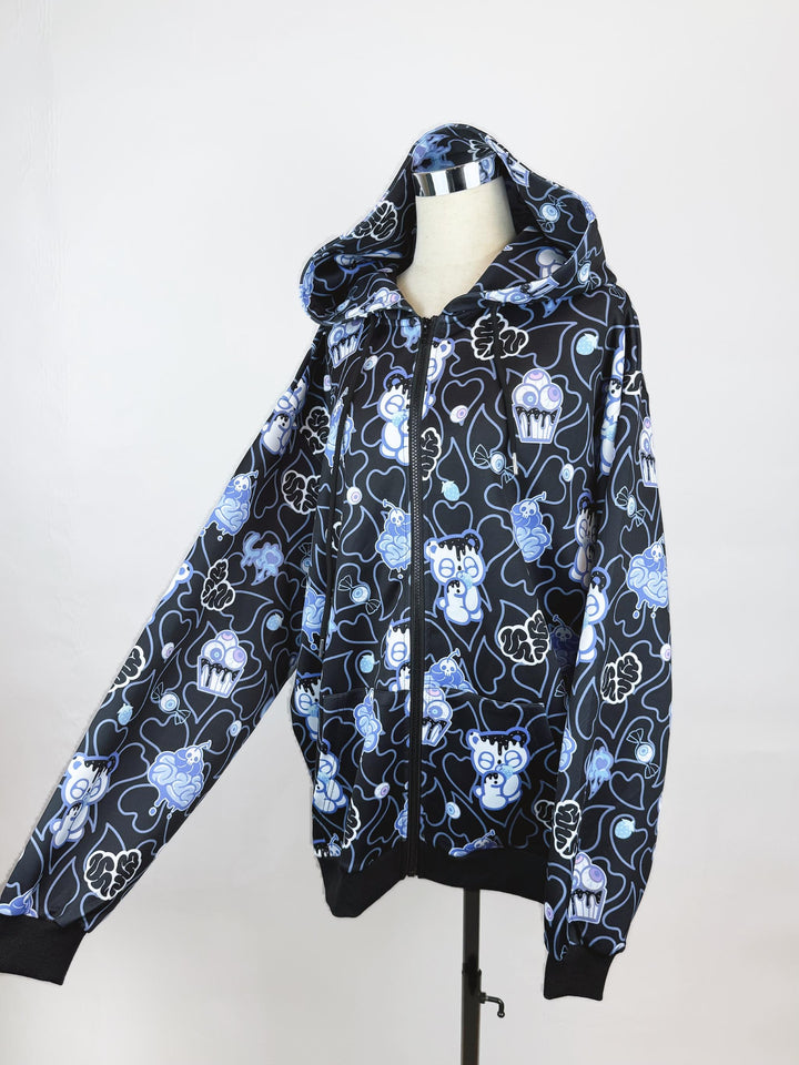 Yami Kawaii Printed Jacket and Hoodie, Bear Ear (L M S) 44149:798130
