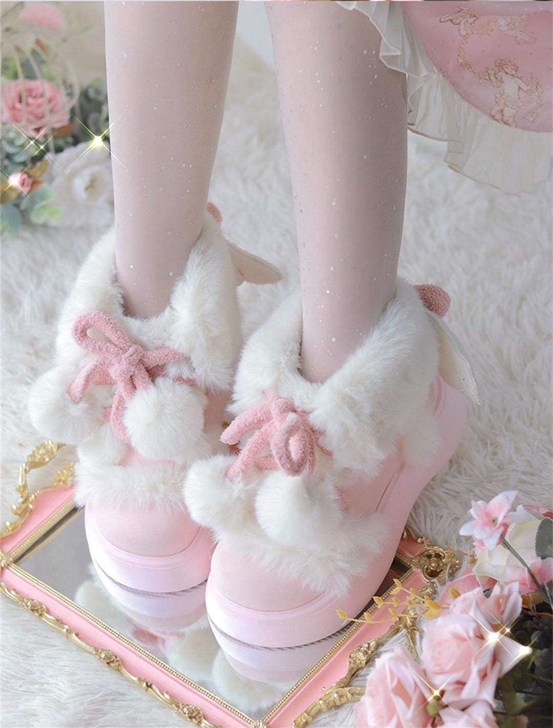 Lolita Shoes Winter Plush Round Toe Snow Boots 33774:455124 33774:455124