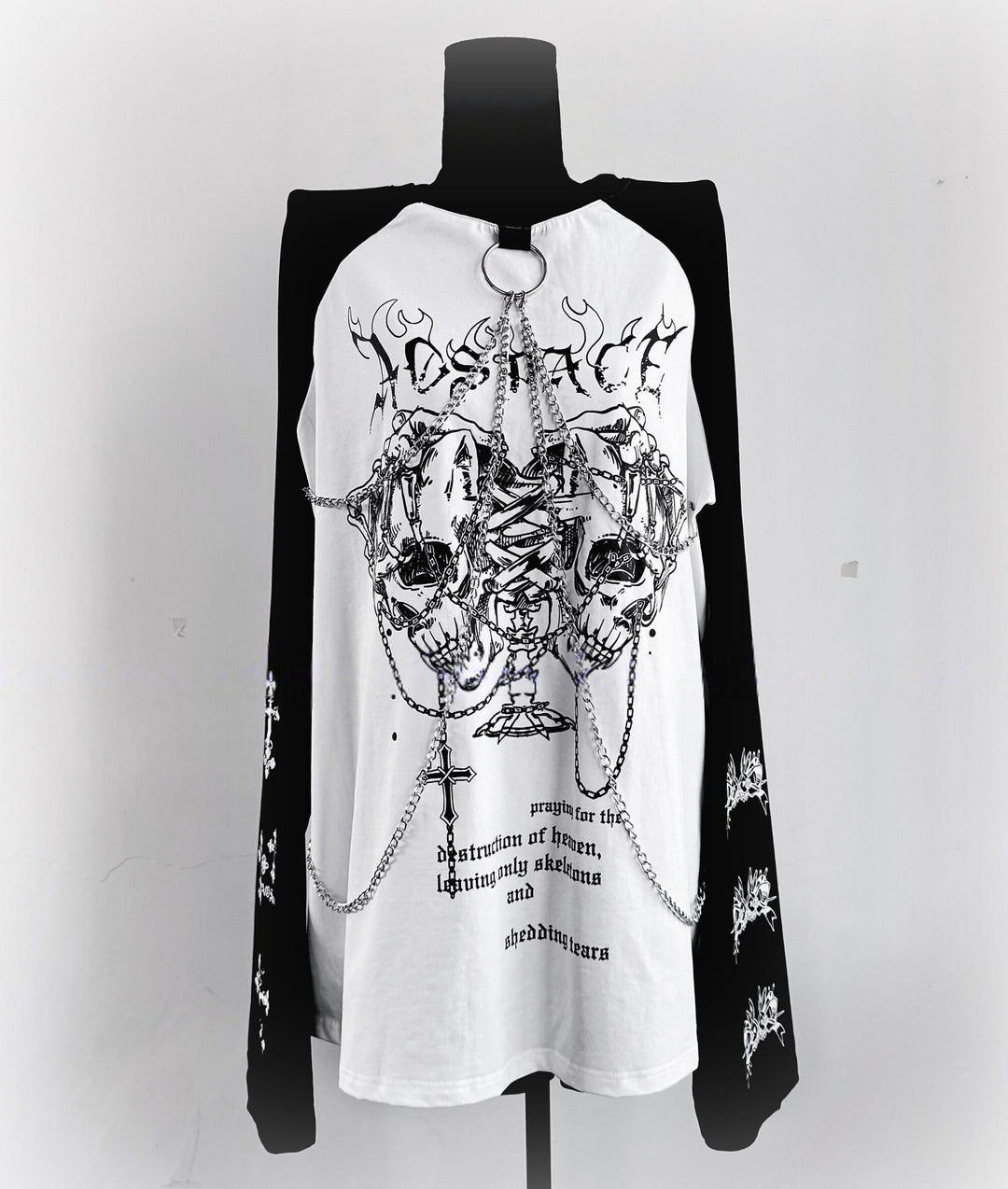 Sub-Culture Long-Sleeved T-Shirt, Detachable Front Chains 44767:826025