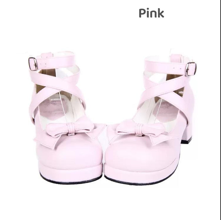 Lolita Shoes Mid Heel Shoes With Sweet Round Toe And Bow (33 34 35 36 37 38 39 40 41 42 43 44 45 46 47 / Pink) 37386:558802 (33 34 35 36 37 38 39 40 41 42 43 44 45 46 47 / Pink) 37386:558802