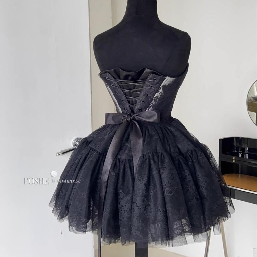 Puffy Prom Dress Petticoat Lolita Dress Petticoat Black White 36386:542704