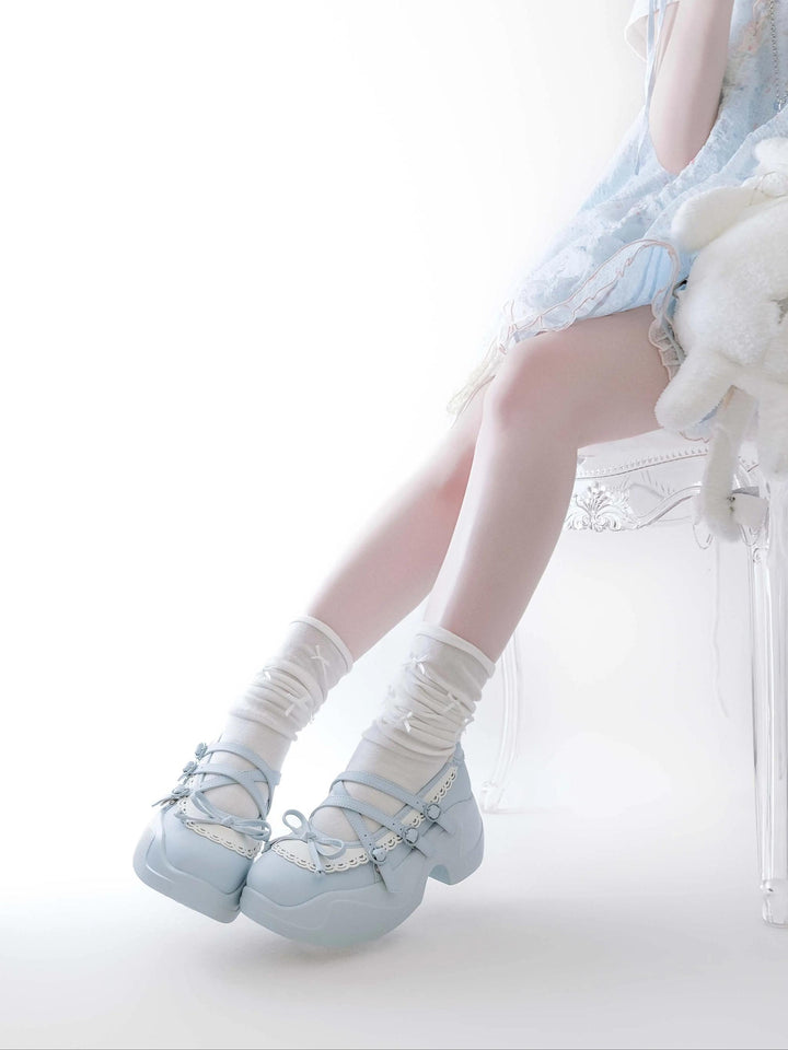 Kawaii Platform Sneakers, Adjustable Buckle, Premium Leather 43350:774196
