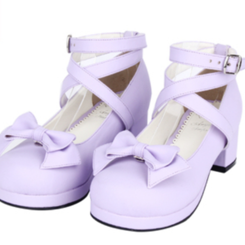 Lolita Shoes Mid-Heel Shoes Round Toe Mary Jane Shoes (33 34 35 36 37 38 39 40 41 42 43 44 45 46 47 / Purple) 31648:377110