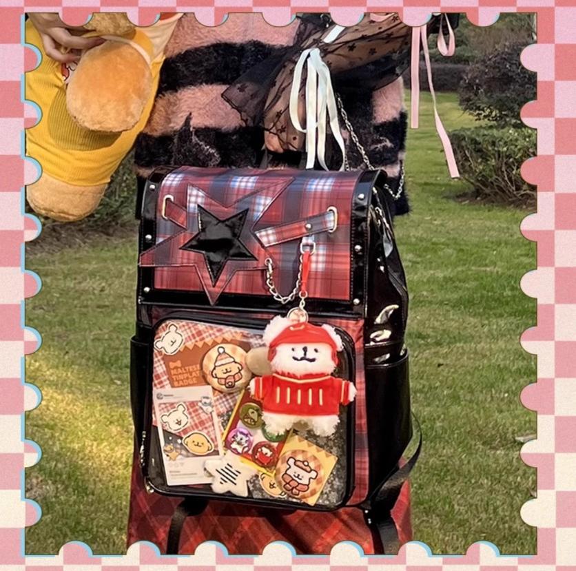 Subculture Ita Bag Plaid Star Large Capacity Ita Backpack – Honey