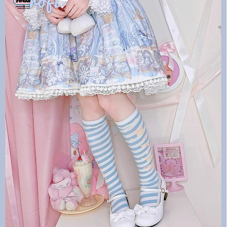 Lolita Striped Knee Socks Japanese Style Woman Socks 31748:373310 31748:373310