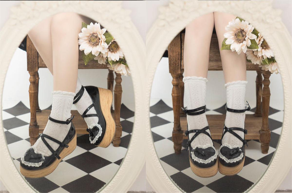 Lolita Shoes Platform Shoes Bow High Heels Shoes 35590:542244