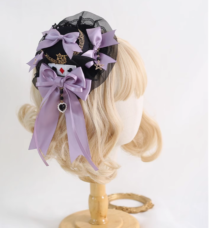 Gothic Lolita Headpiece Black Violet Hair Accessory Brooch 39116:613646