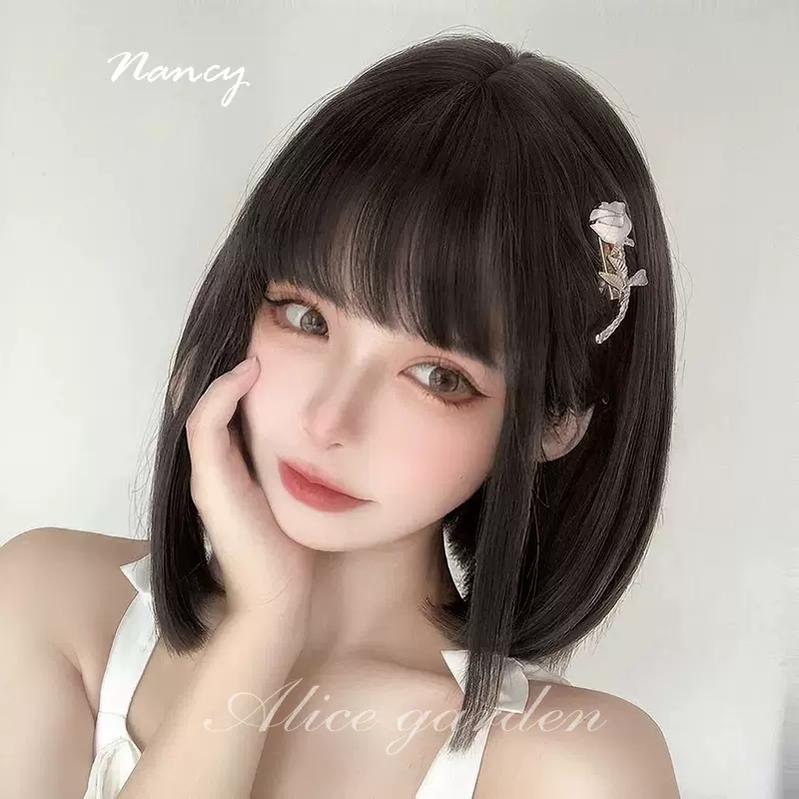 Lolita Wig Short Bob Natural Bangs Cute Wigs 35940:508002