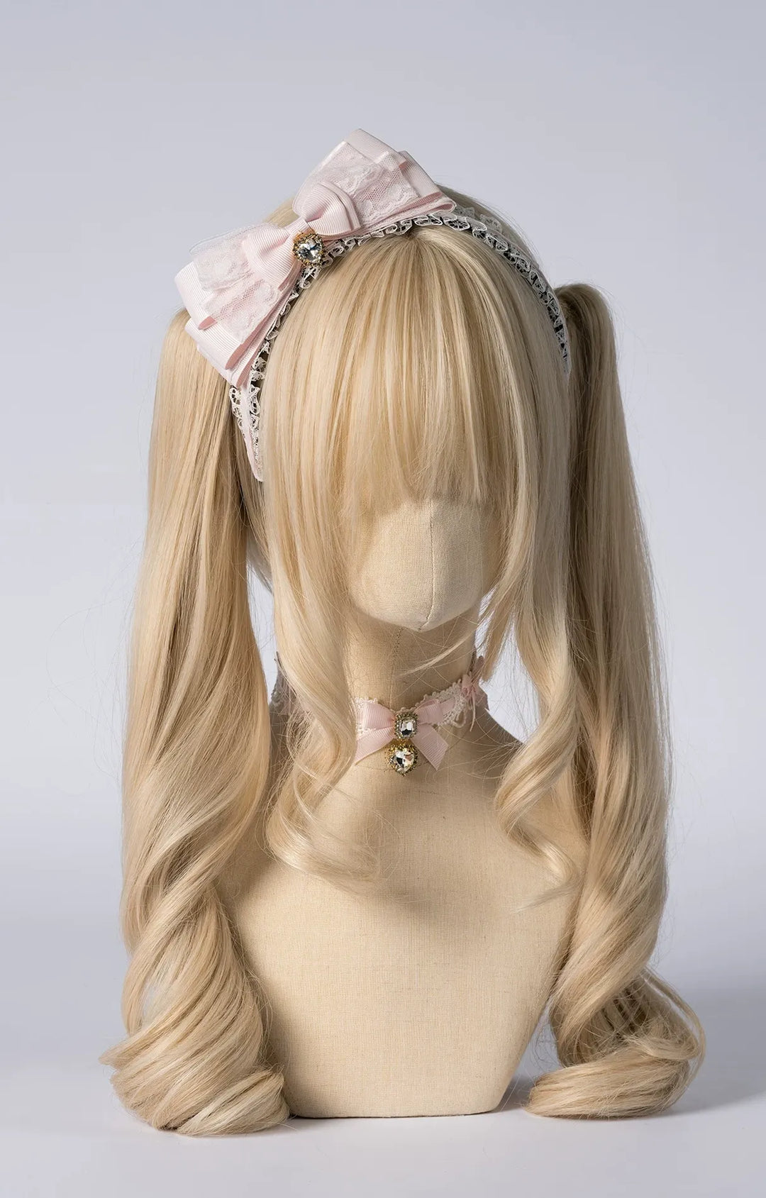 Pink Ryousangata Layered Bow Headdress, Lace & Rhinestone 45961:870449