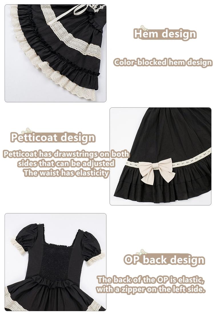 Classic Lolita Dress Black OP Versatile Detachable 6-Piece Set 37256:556622