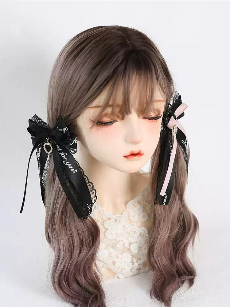 Jirai Kei Headdress Black Pink Hairpin Bow Hair Clip 22536:614856